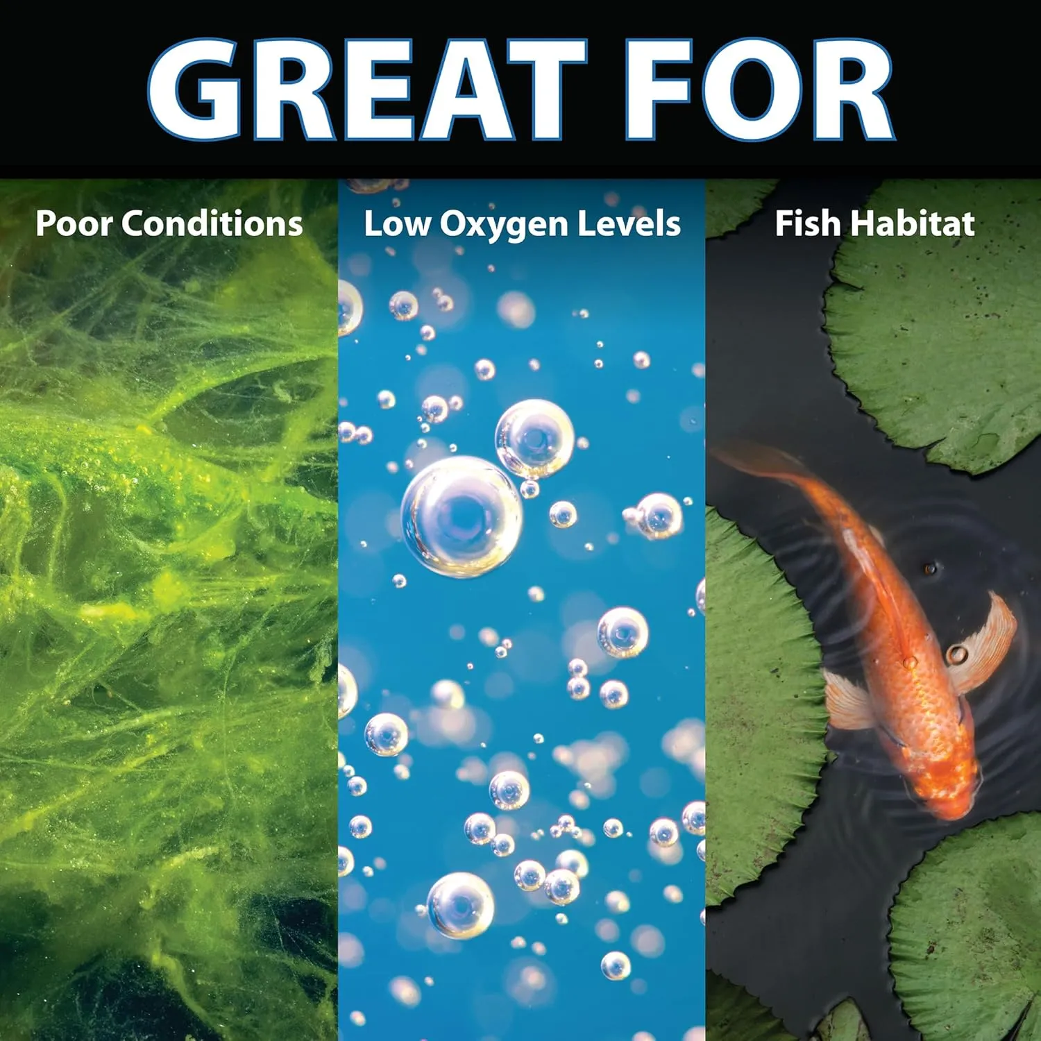 CrystalClear KoiAir 2, Complete Pond Aeration Kit, Water Garden Oxygenation Bubbler System Adds Oxygen to Koi & Fish Ponds, Outdoor Diaphragm Compressor Pump, Air Line & 2 Submersible Diffuser Sticks