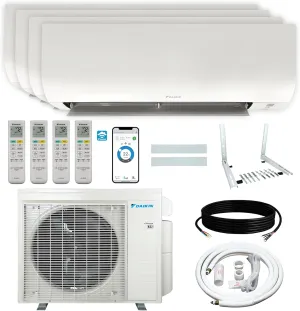 Daikin 36,000 BTU (12K   12K   12K   12K) 20 SEER2 4-Zone Mini Split, Air Conditioner Heat Pump R-32 System with Maxwell 15 ft. Installation Kits and Wall Mounting Bracket