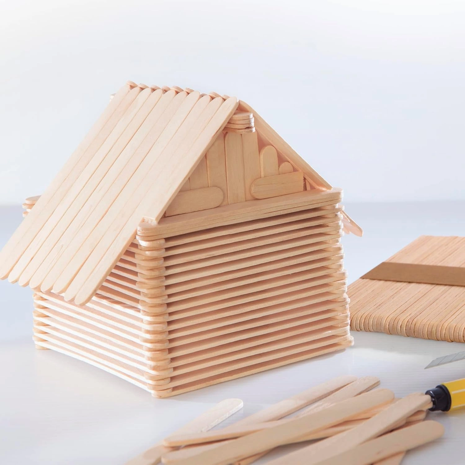 Darice 1000 Pcs Popsicle Stick, 4.5" Natural Wood Craft Sticks Supplies, Ice-Cream Stick Pop, Ages 3 