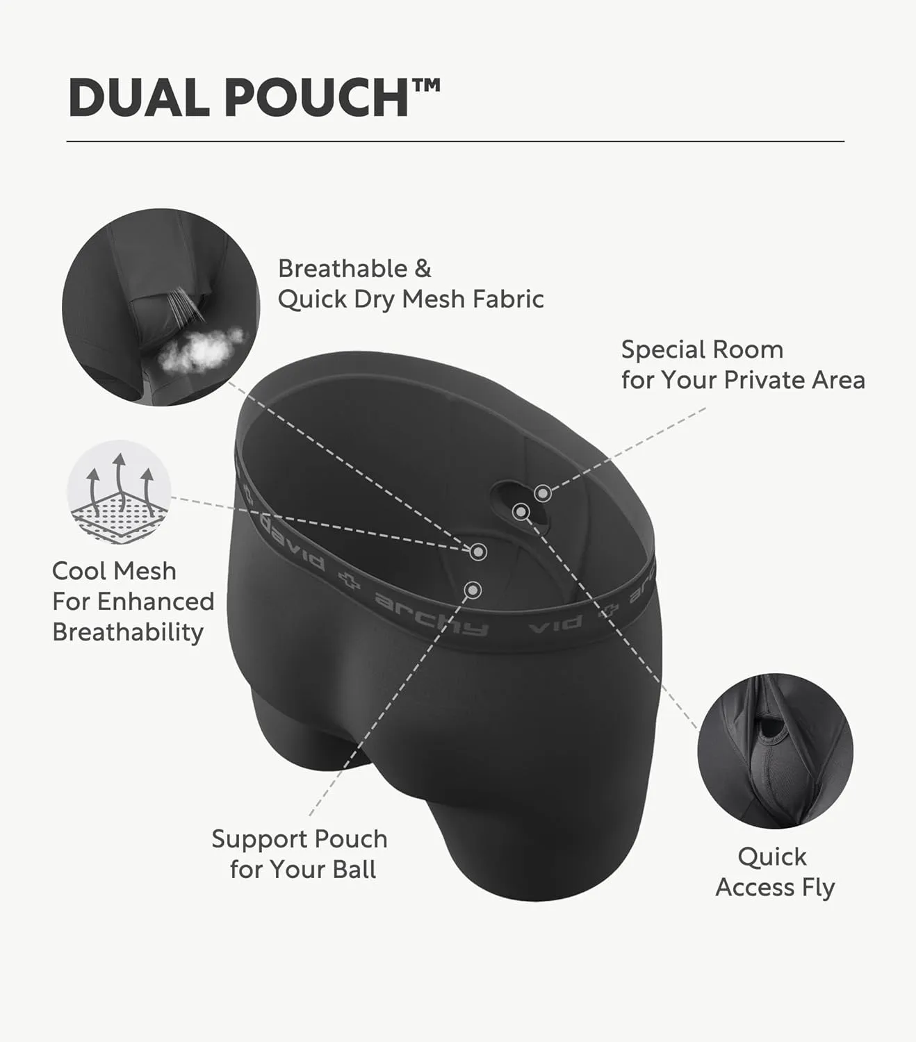 DAVID ARCHY Men's Boxer Briefs, Micro Modal Dual Pouch Trunks Support Ball Bulge Enhancing Underwear,Underwear For Man 3 Pack