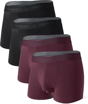 DAVID ARCHY Men's Boxer Briefs, Micro Modal Dual Pouch Trunks Support Ball Bulge Enhancing Underwear,Underwear For Man 3 Pack