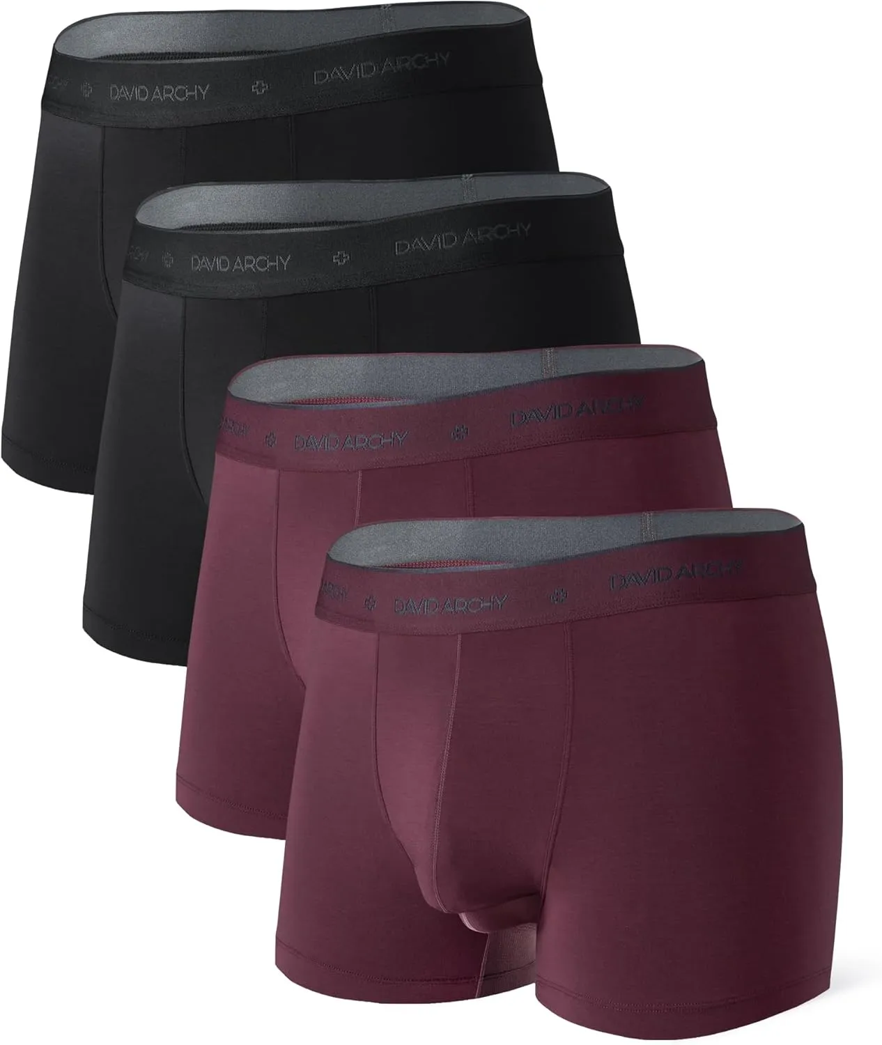 DAVID ARCHY Men's Boxer Briefs, Micro Modal Dual Pouch Trunks Support Ball Bulge Enhancing Underwear,Underwear For Man 3 Pack