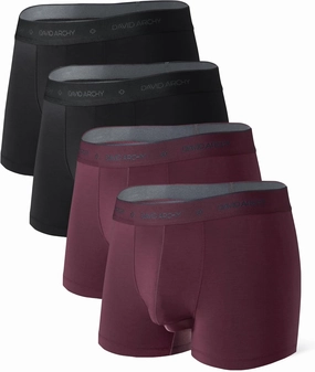 DAVID ARCHY Men's Boxer Briefs, Micro Modal Dual Pouch Trunks Support Ball Bulge Enhancing Underwear,Underwear For Man 3 Pack