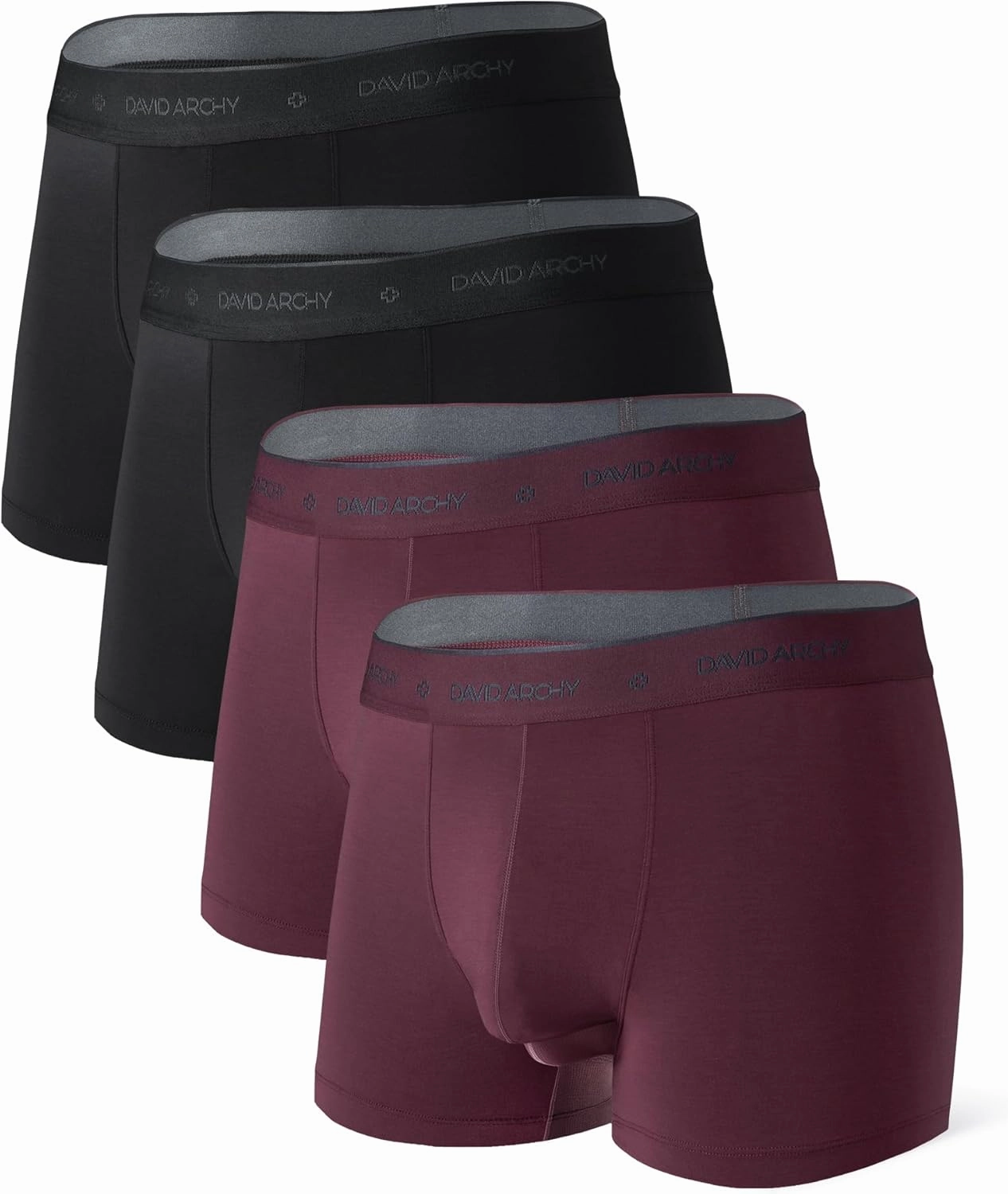 DAVID ARCHY Men's Boxer Briefs, Micro Modal Dual Pouch Trunks Support Ball Bulge Enhancing Underwear,Underwear For Man 3 Pack