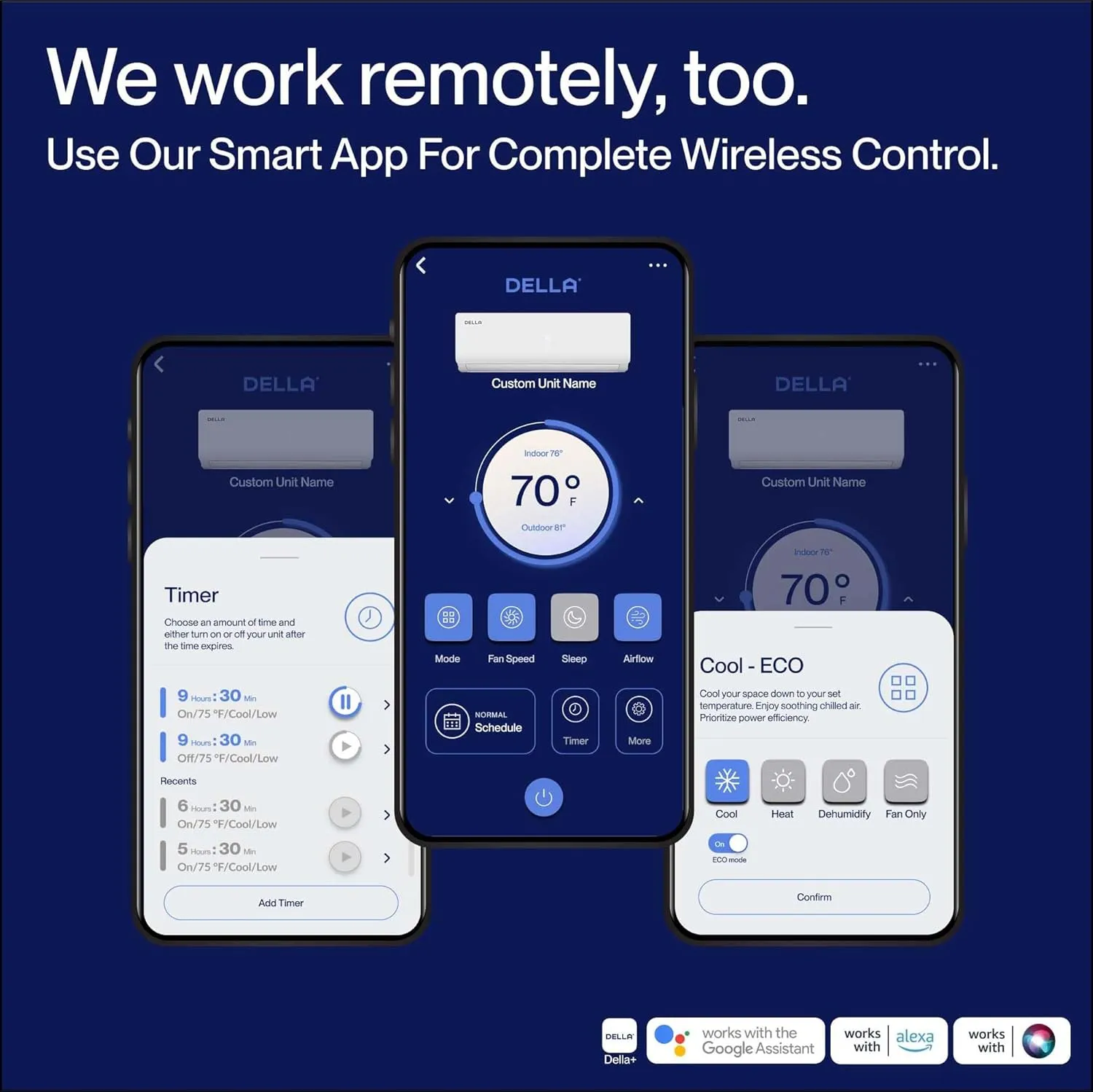 DELLA 27K BTU ODU 2 Dual Zone 9000 18000 BTU 19 SEER2 208-230V Cools Up to 1400 Sq.Ft Wifi Multi Zone Ductless Pre-Charged Mini Split AC & Heat Pump Work with Alexa, 16ft Installation Kits