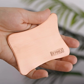 DEMMEX Pure Copper Face Massager, Gua Sha Facial Massage Tool, Dead Skin Scraper, 2mm Thick 100% Pure Uncoated Copper, Improve Blood Flow for Dark Circles, Remove Dead Skin, Handmade (Matte)