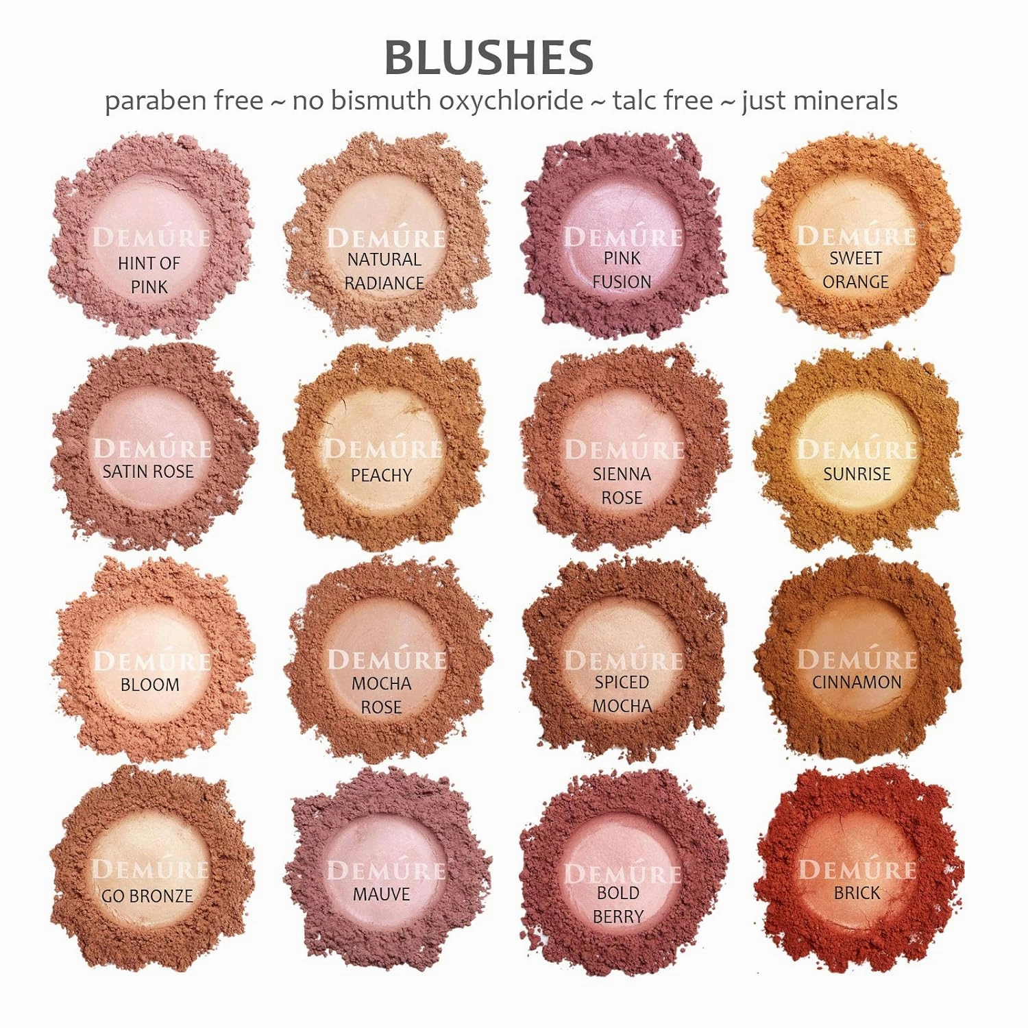 Demure Mineral Blush (Pink Fusion) - Loose Powder, Natural, Professional, Cruelty Free Makeup