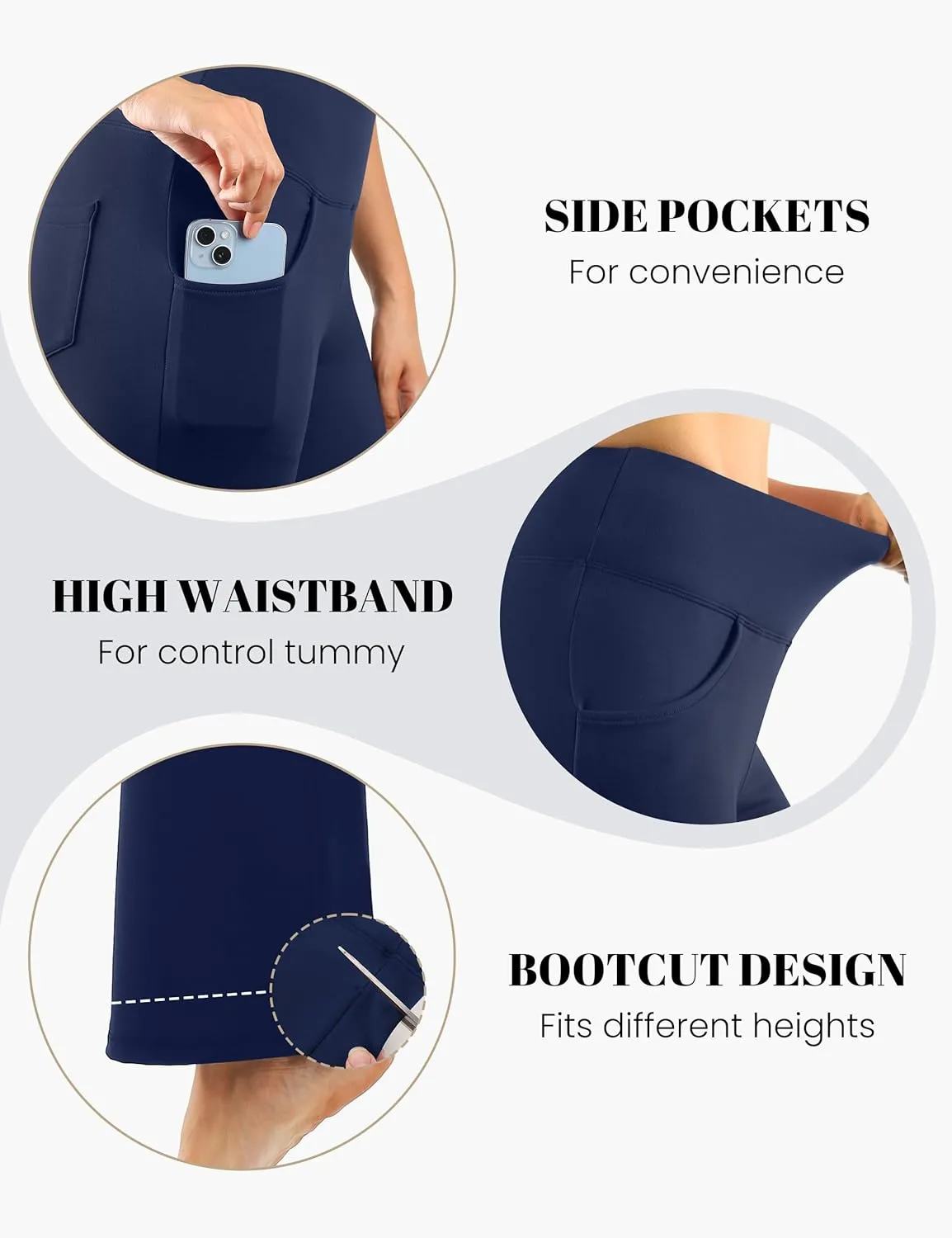 Desol Waterproof Fleece Lined Flare Leggings for Women,Yoga Pants with 4 Pockets,Thermal Work Pants for Winter