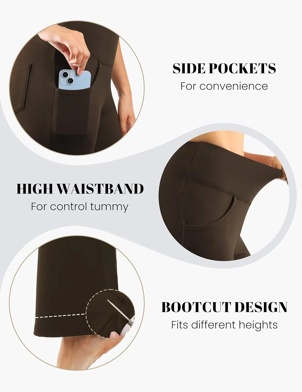 Desol Waterproof Fleece Lined Flare Leggings for Women,Yoga Pants with 4 Pockets,Thermal Work Pants for Winter