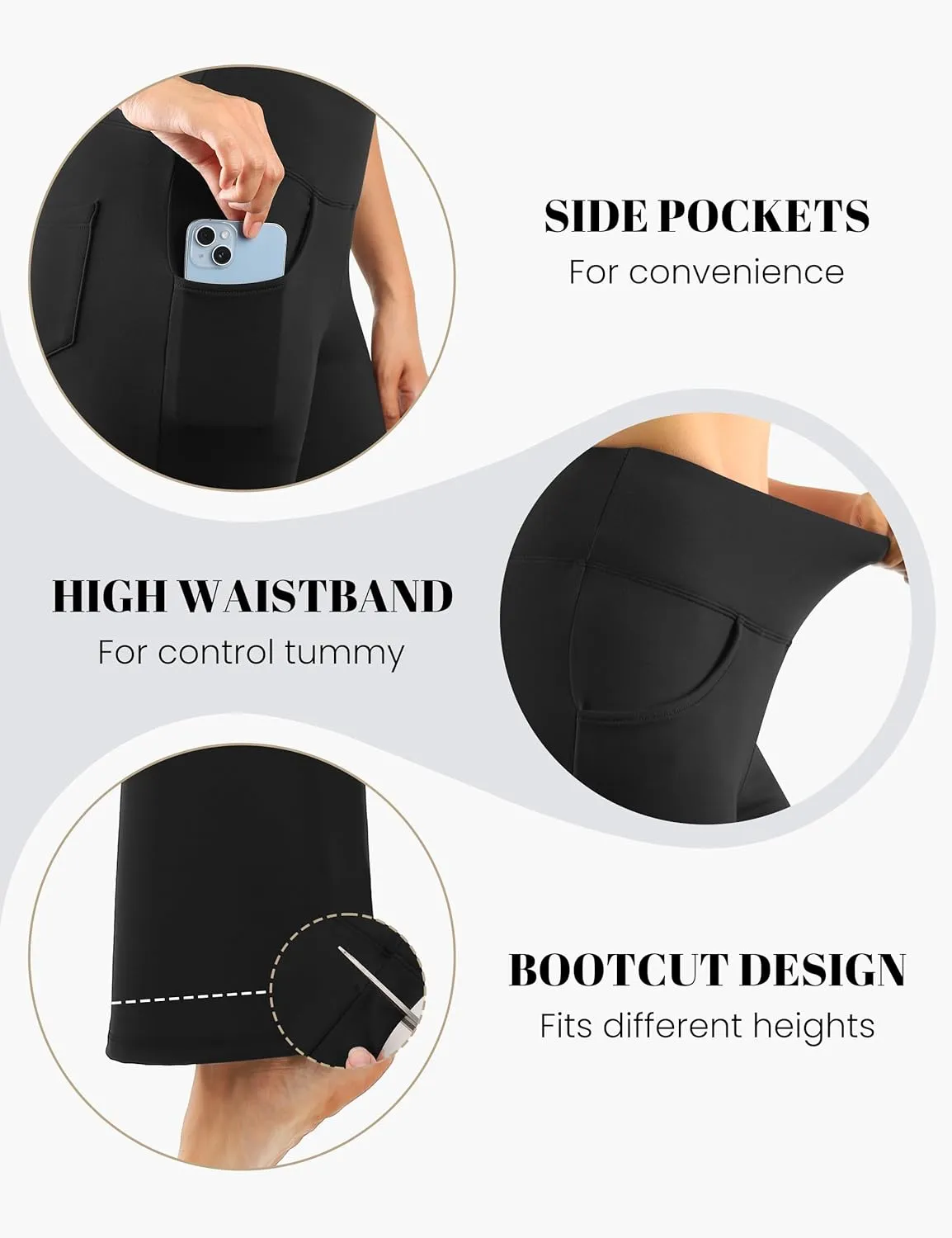 Desol Waterproof Fleece Lined Flare Leggings for Women,Yoga Pants with 4 Pockets,Thermal Work Pants for Winter