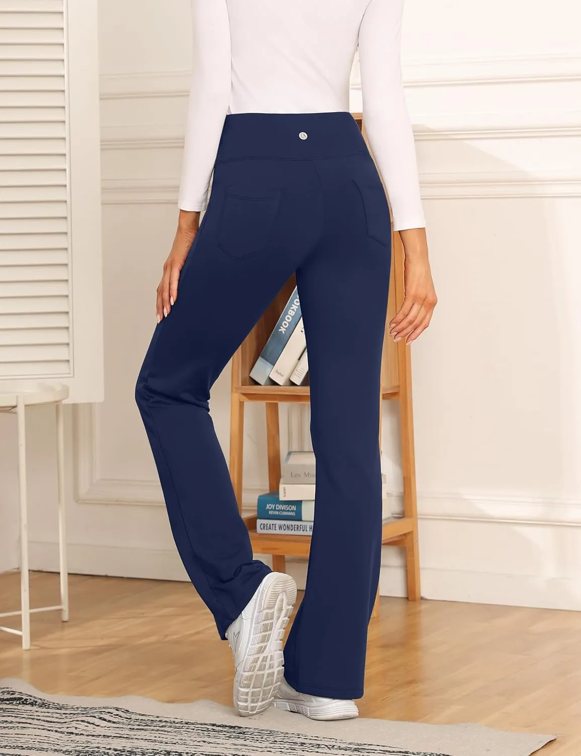 Desol Waterproof Fleece Lined Flare Leggings for Women,Yoga Pants with 4 Pockets,Thermal Work Pants for Winter
