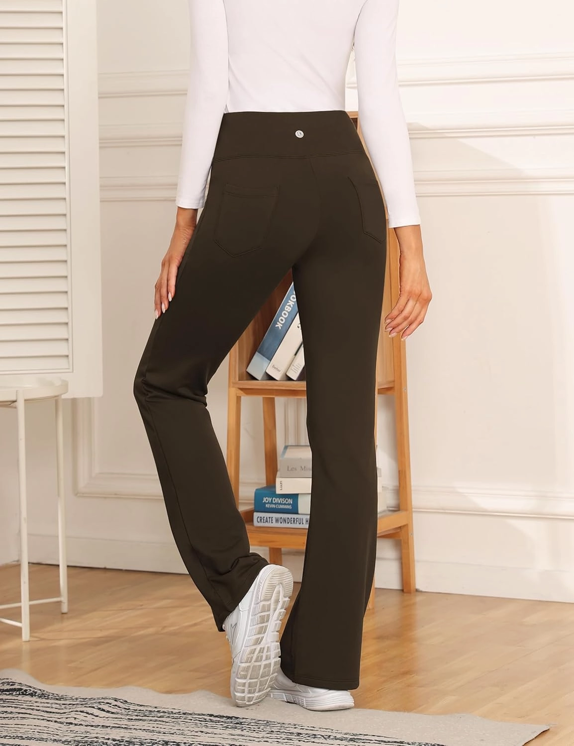 Desol Waterproof Fleece Lined Flare Leggings for Women,Yoga Pants with 4 Pockets,Thermal Work Pants for Winter