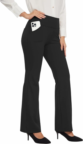 Desol Waterproof Fleece Lined Flare Leggings for Women,Yoga Pants with 4 Pockets,Thermal Work Pants for Winter
