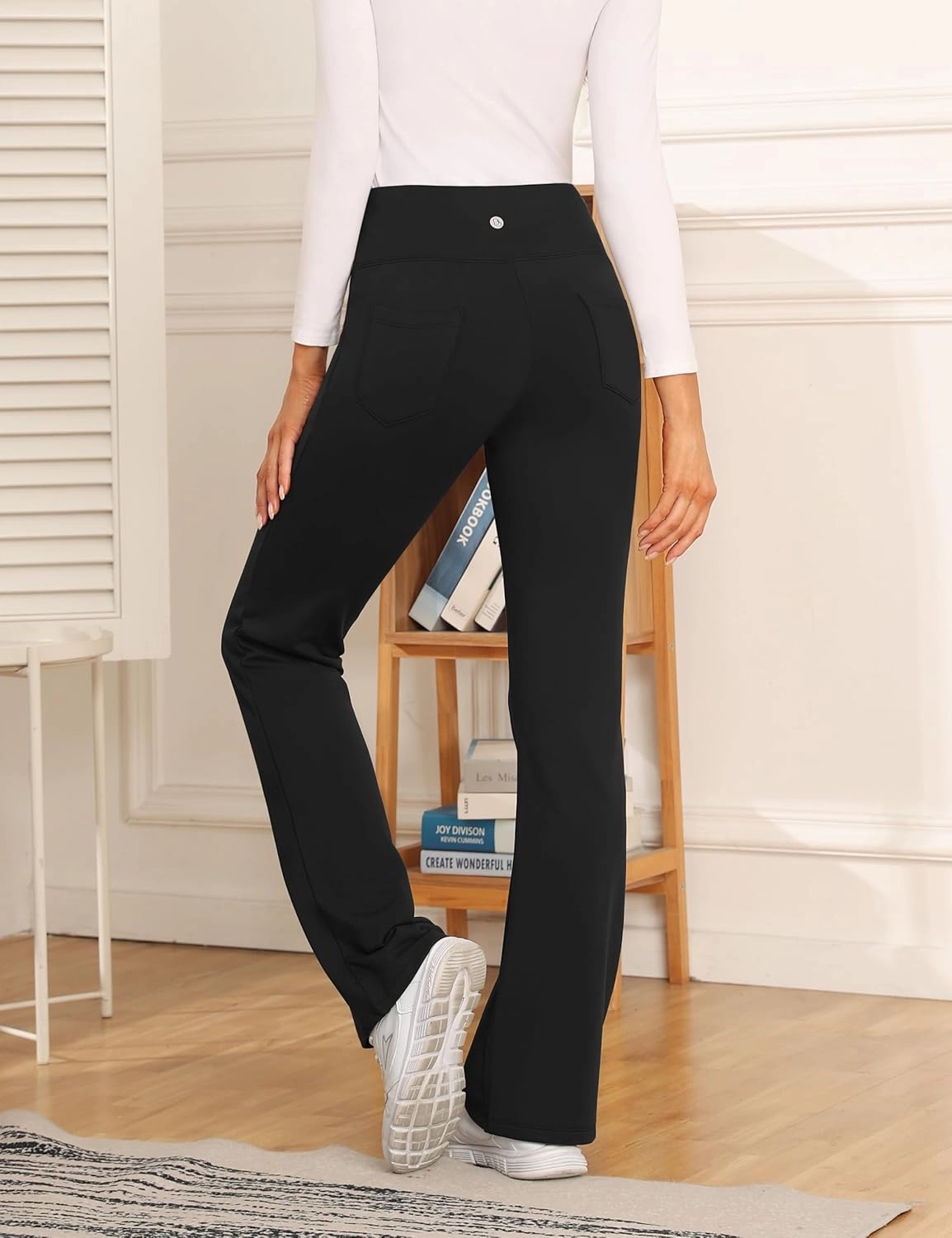 Desol Waterproof Fleece Lined Flare Leggings for Women,Yoga Pants with 4 Pockets,Thermal Work Pants for Winter
