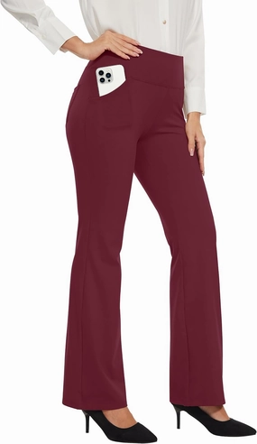 Desol Waterproof Fleece Lined Flare Leggings for Women,Yoga Pants with 4 Pockets,Thermal Work Pants for Winter