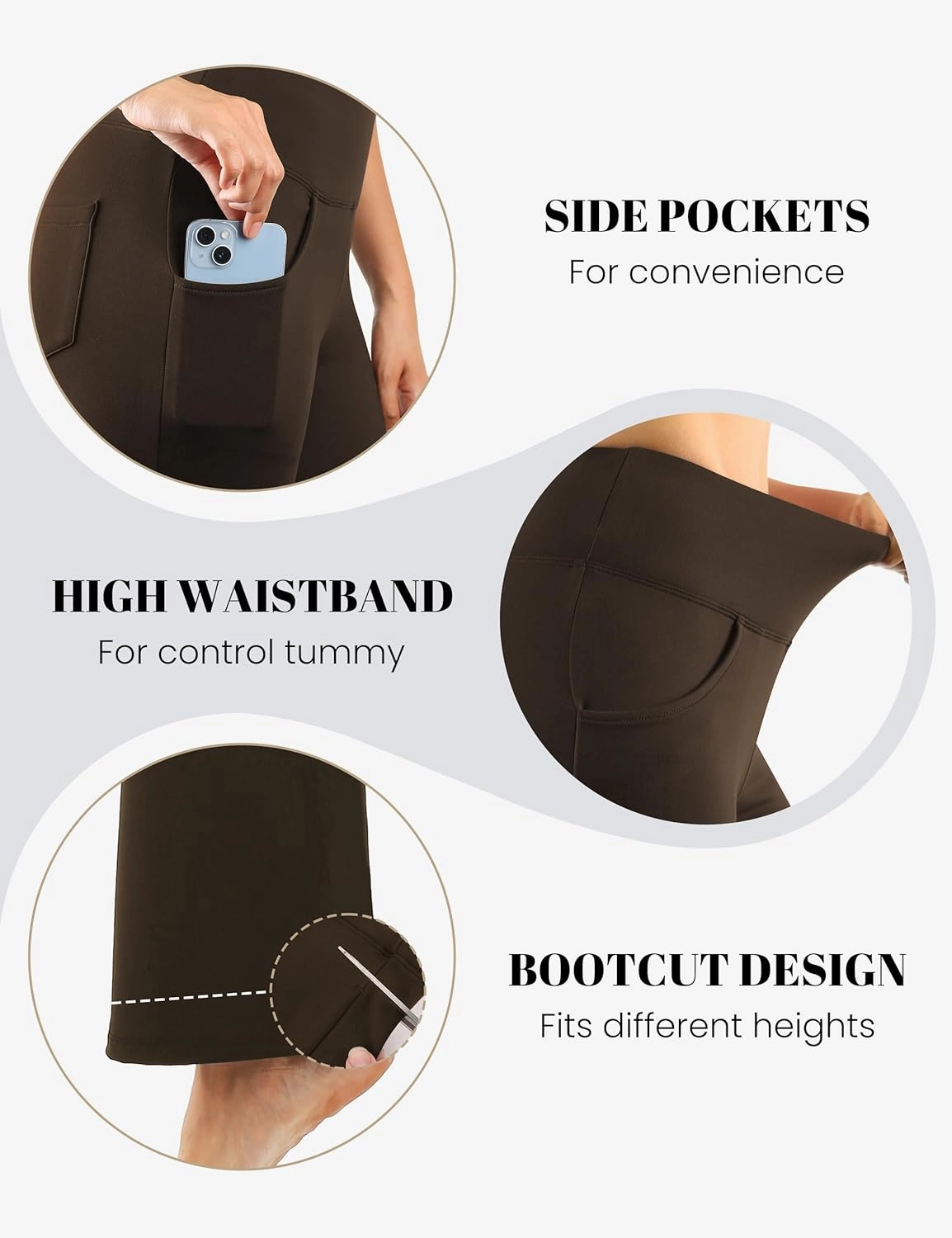 Desol Waterproof Fleece Lined Flare Leggings for Women,Yoga Pants with 4 Pockets,Thermal Work Pants for Winter