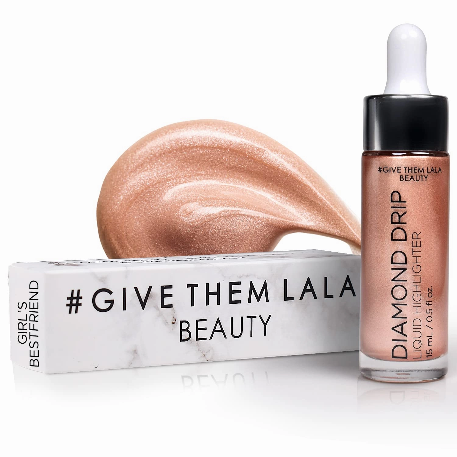 Diamond Drip Liquid Highlighter By Give Them Lala- Highly Pigmented Shimmer Highlighter For Face & Chest- Illuminator Drops For Diamond Sparkle- Glow Drops For Dewy Foundation, Cruelty-Free (Girl's Best Friend)