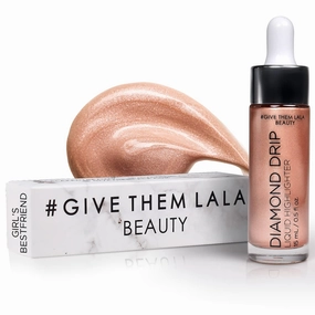 Diamond Drip Liquid Highlighter By Give Them Lala- Highly Pigmented Shimmer Highlighter For Face & Chest- Illuminator Drops For Diamond Sparkle- Glow Drops For Dewy Foundation, Cruelty-Free (Girl's Best Friend)