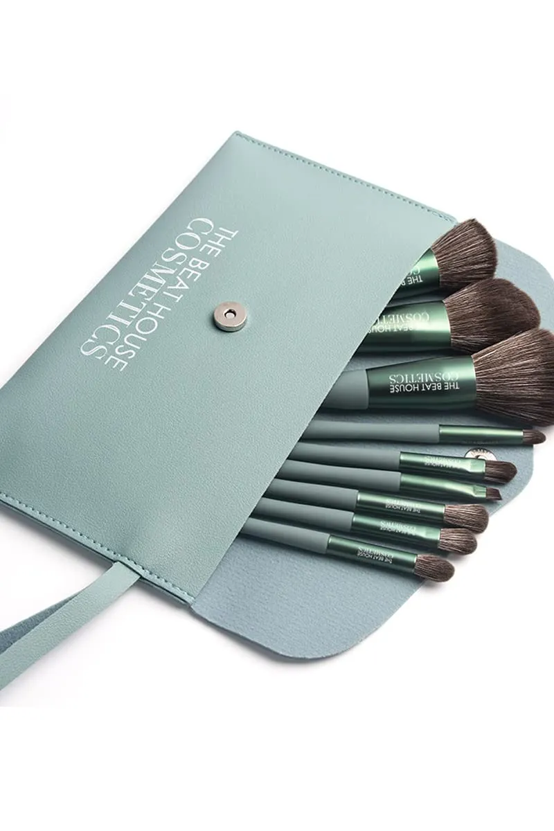 DIAMONDS R 4EVER 9 PIECE LUXURY BRUSH SET (All About Them Benjamins) Green | Premium Synthetic Brush Set | Powder Foundation Contour Blush Concealer Eye Shadow Blending Liner Make Up Brush Kit