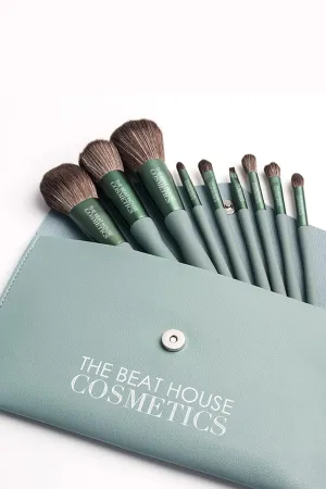 DIAMONDS R 4EVER 9 PIECE LUXURY BRUSH SET (All About Them Benjamins) Green | Premium Synthetic Brush Set | Powder Foundation Contour Blush Concealer Eye Shadow Blending Liner Make Up Brush Kit