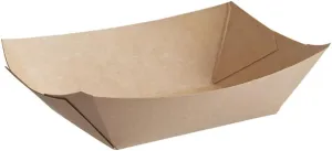 Disposable Kraft Paper Food Trays, 5 Lb Kraft Food Large Serving Boats, Brown, Grease Resistant, Waffles, French Fries, Nachos, Tacos, Take Out, Food Trucks, Concession, 9.5 x 4.2 Inch (3LB) (100)