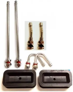 DL1SPAAFR Dually Valve Kit Fits Sprinter 16" Aluminum/Alcoa Inner & Outer Wheel Rectangle Holes w/Rounded Edges 3.5" x 1.5" Class B or C w/Front Chrome Valve Stems