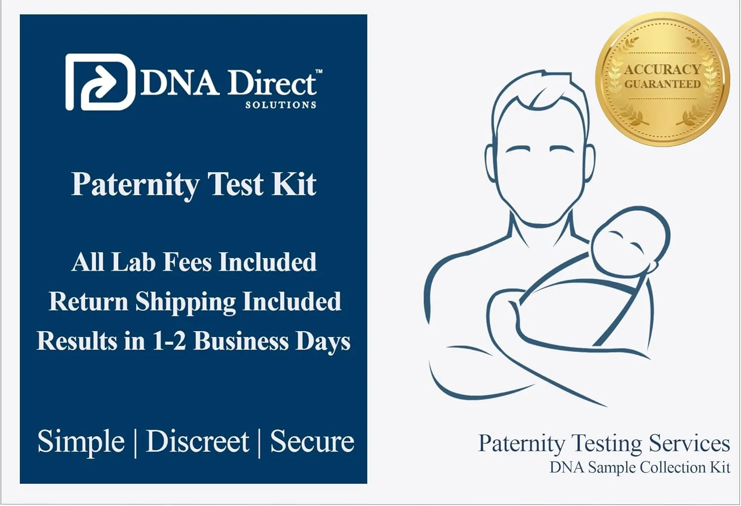 DNA Direct Paternity Test Kit | Home Sample Collection Pack for Testing Father & Child | Lab Fees & Return Shipping Included | Accurate Results in 1-2 Business Days | Easy, Fast & Discreet