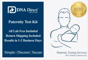 DNA Direct Paternity Test Kit | Home Sample Collection Pack for Testing Father & Child | Lab Fees & Return Shipping Included | Accurate Results in 1-2 Business Days | Easy, Fast & Discreet