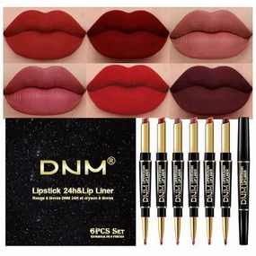 DNM Double head Lip Liner Pearl matte color developing waterproof lip liner (6pcs set 2)