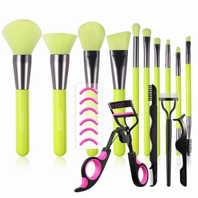 Docolor 4 in 1 Lash Curler Kit with 6 Extra Replacement Refill Pads   10Pcs Makeup Brush Set Premium Synthetic Powder Kabuki Foundation Contour Blush Concealer Eye Shadow Blending Liner Make Up Brush