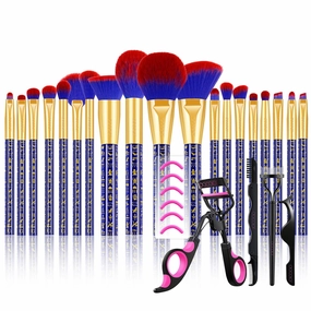 Docolor 4 in 1 Lash Curler Kit with 6 Extra Replacement Refill Pads   19Pcs Makeup Brush Set Premium Gift Synthetic Powder Kabuki Foundation Contour Blush Concealer Eye Shadow Blending Liner Make Up B
