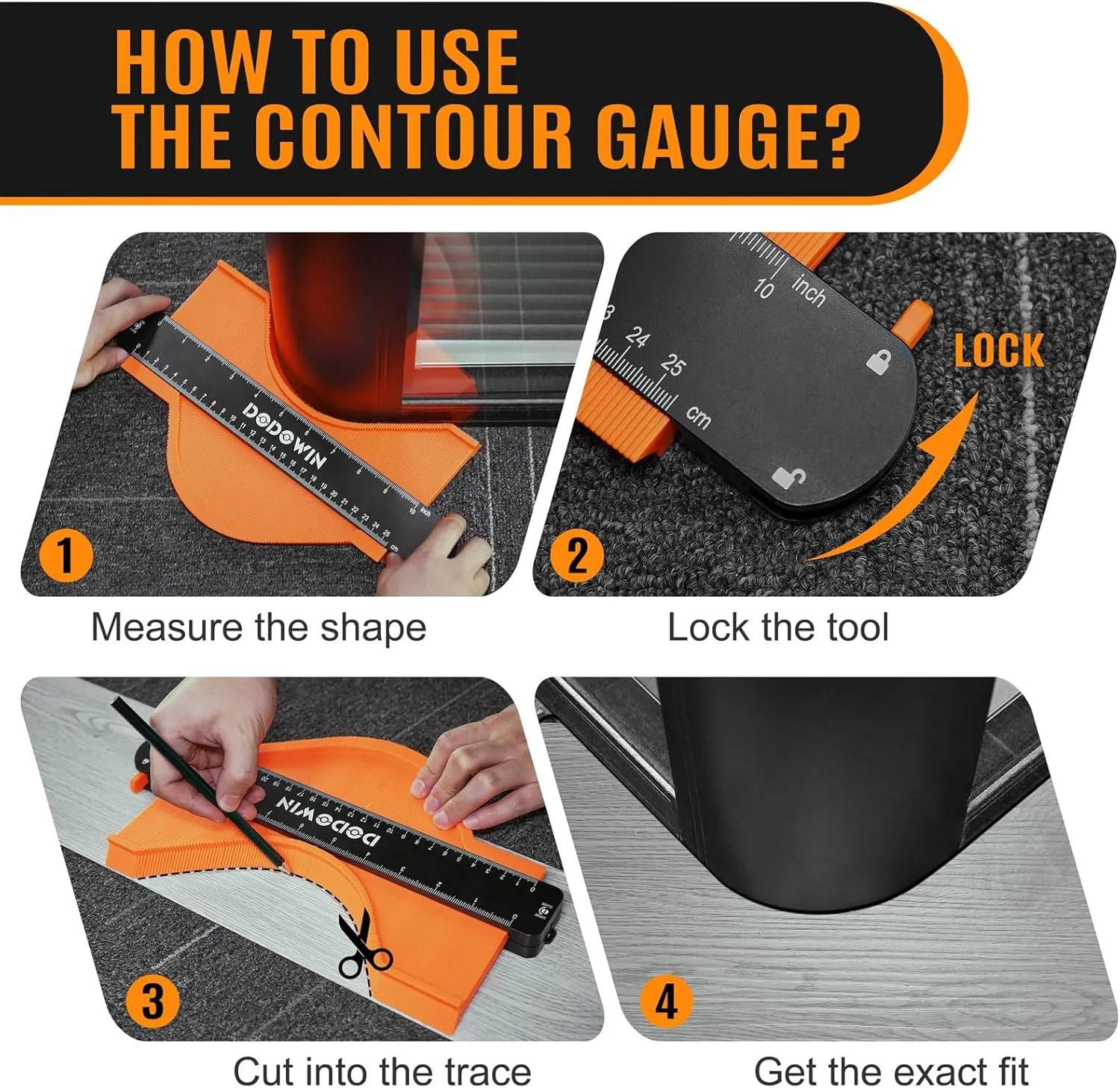 dodowin Contour Gauge Tool,Fathers Day Gifts for Men Birthday Dad Husband Him, Super Gauge Shape Outline Tool for Woodworking, Flooring Measure Tools，Anniversary/Boyfriend Gift