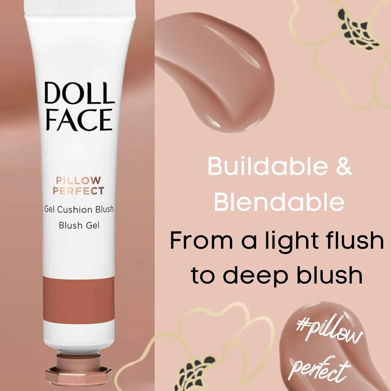 DOLL FACE Liquid Blush for Cheeks | Pillow Perfect Gel Cushion Blush | Cream Blusher Makeup | Lightweight, Blendable & Buildable Natural Radiance (Nudie)