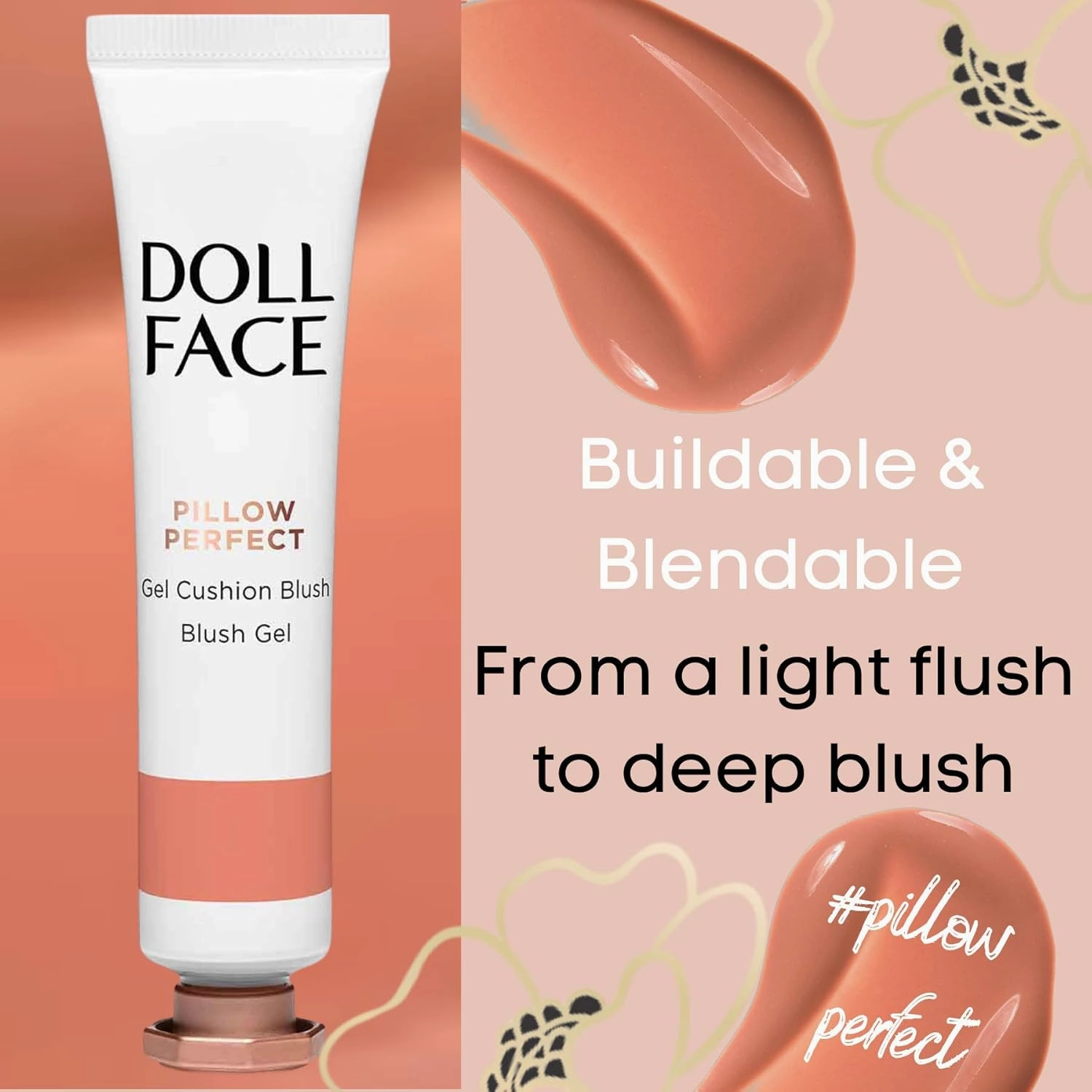 DOLL FACE Liquid Blush for Cheeks | Pillow Perfect Gel Cushion Blush | Cream Blusher Makeup | Lightweight, Blendable & Buildable Natural Radiance (Whisper)