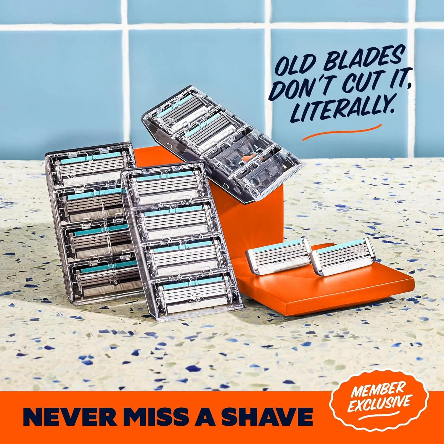 Dollar Shave Club | The Member Exclusive Shave Set | 4 Swift Rinse Refill Cartridges, 1 Handle (Blue), 1 Shave Butter 3 ounce, 1 Razor Cover