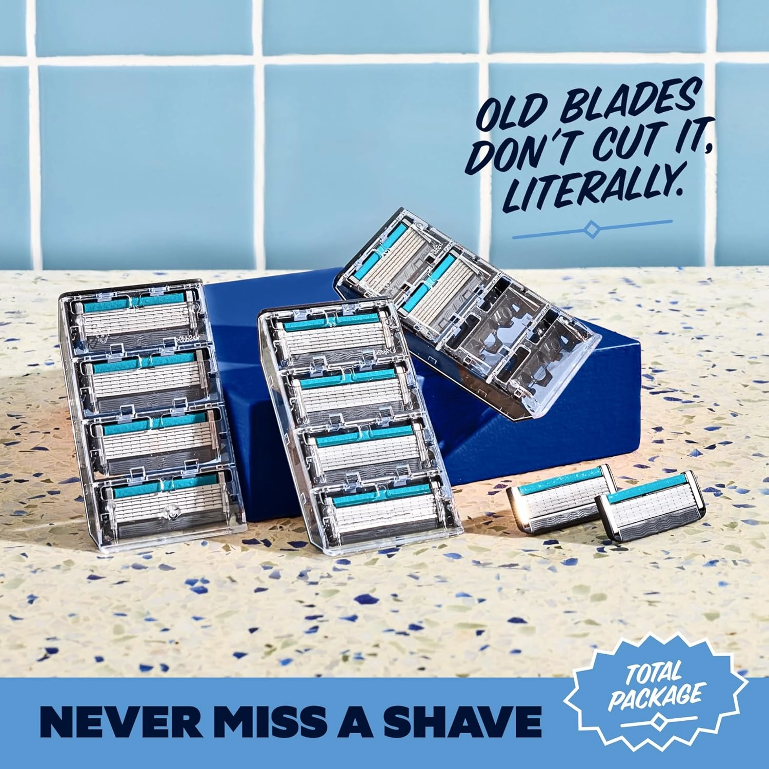 Dollar Shave Club | The Total Package Gift Set | 4 Swift Rinse Refill Cartridges, 1 Heavy Metal Handle, 1 Prep Scrub 3 ounce, 1 Shave Butter 3 ounce, 1 Post Shave Dew 3.4 ounce