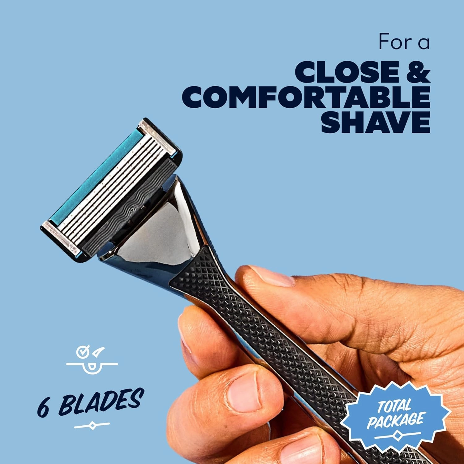 Dollar Shave Club | The Total Package Gift Set | 4 Swift Rinse Refill Cartridges, 1 Heavy Metal Handle, 1 Prep Scrub 3 ounce, 1 Shave Butter 3 ounce, 1 Post Shave Dew 3.4 ounce