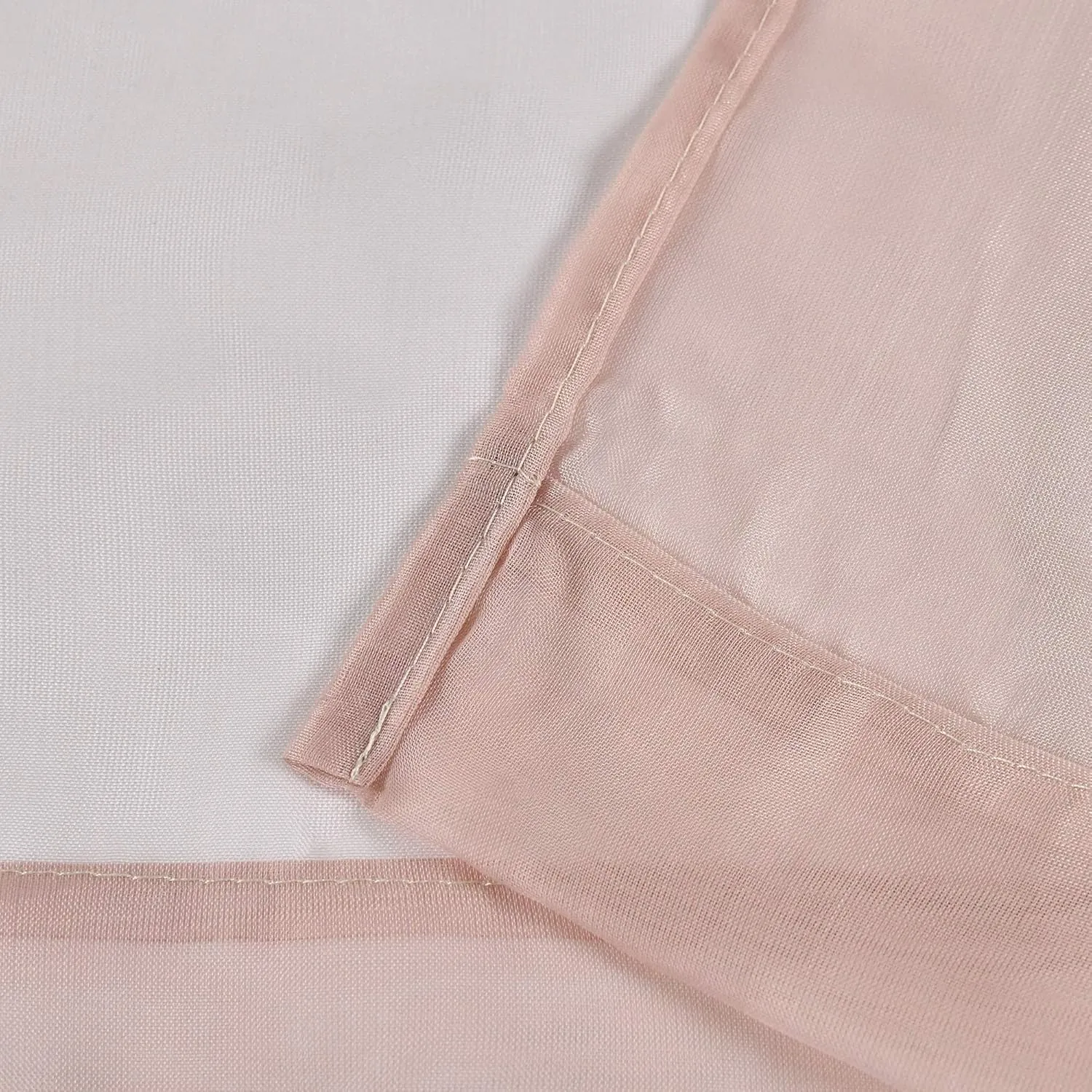 DONREN 2 Panels Solid Color Blush Pink Sheer Curtains Elegant Rod Pocket Window Voile Panels Drapes for Bedroom Living Room (52X95 Inches)