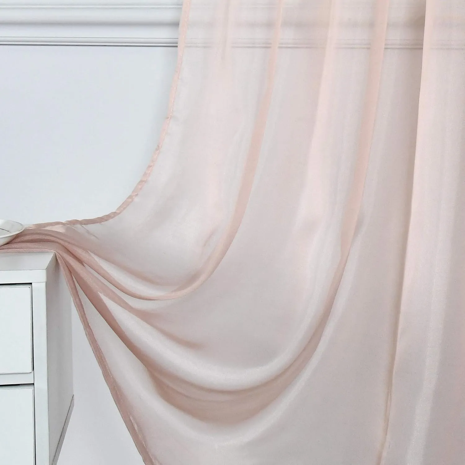 DONREN 2 Panels Solid Color Blush Pink Sheer Curtains Elegant Rod Pocket Window Voile Panels Drapes for Bedroom Living Room (52X95 Inches)