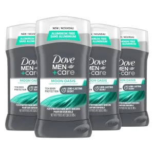 Dove Men Care Aluminum-Free Deodorant Moon Oasis 4 Count for a Long-Lasting Scent, with 72H Odor Protection, 3.0 oz