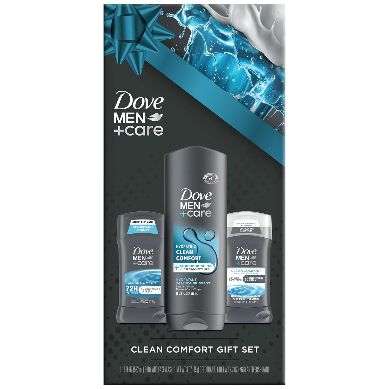 Dove Men   Care Clean Comfort Bundle – Men’s Body Wash, Aluminum-Free Deodorant   Antiperspirant, 48H Protection, Clean Scent (3 Piece Set)