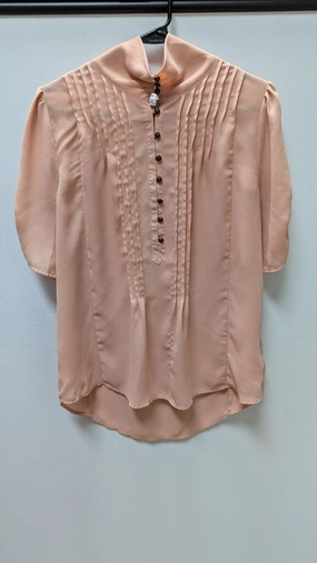 Downeast Blush Pink Half-Button Down Blouse