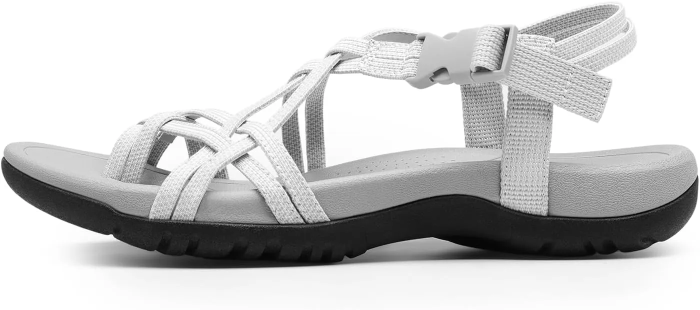 DREAM PAIRS Women's Comfort Walking Sport Athletic Sandals With Arch Support Elastic Strap Casual Hiking Outdoor Beach Summer Shoes