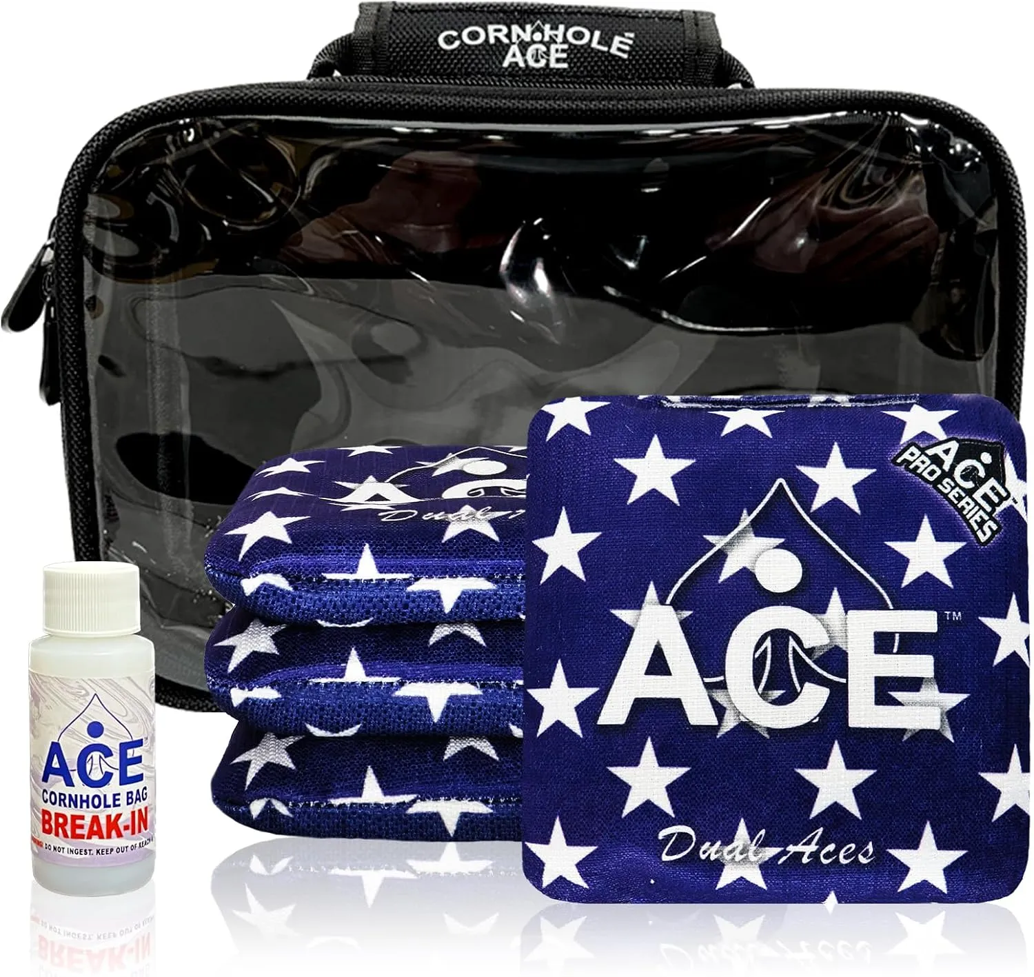Dual Aces | ACE Pro Cornhole Bags   PRO Kits | Dual Sided Slick Slicker All Weather | Optional Bag Break in and Carrying Case | Set of 4