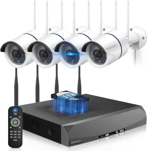 《Dual Antenna Enhanced & 100FT Night Vision》Outdoor Wireless Security Camera System, WiFi Cameras, Home Video Surveillance Systems, Surveillance DVR Kits