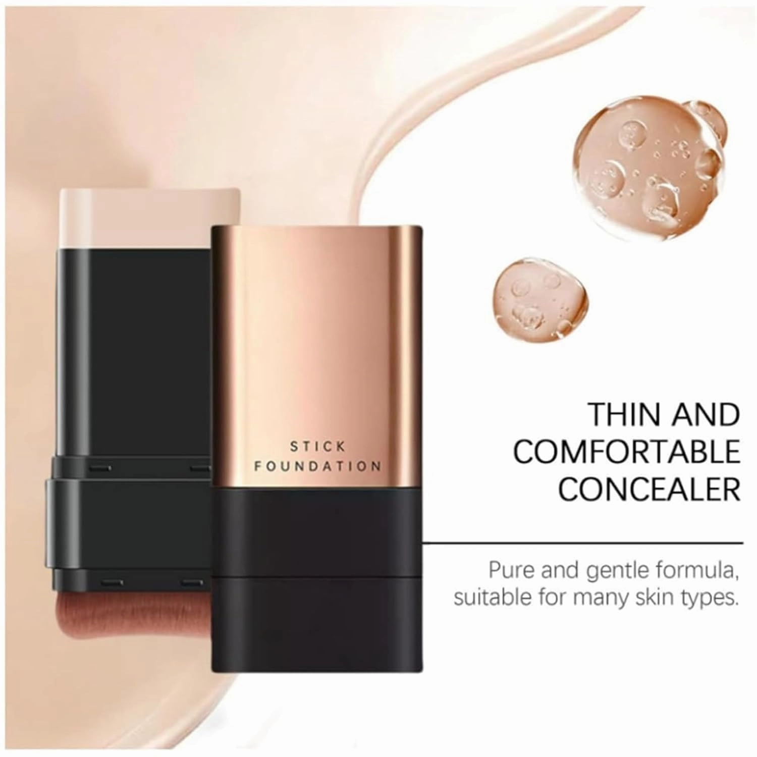 Dual Ended Eraser Foundation Stick,3 in 1-Luxury Anti-Wrinkle Foundation Stick,2 in 1 Double Head Tinted Moisturizer FoundationStick,Multiuse Foundation Makeup with Brush,Flawless Eraser (Ivory*2)