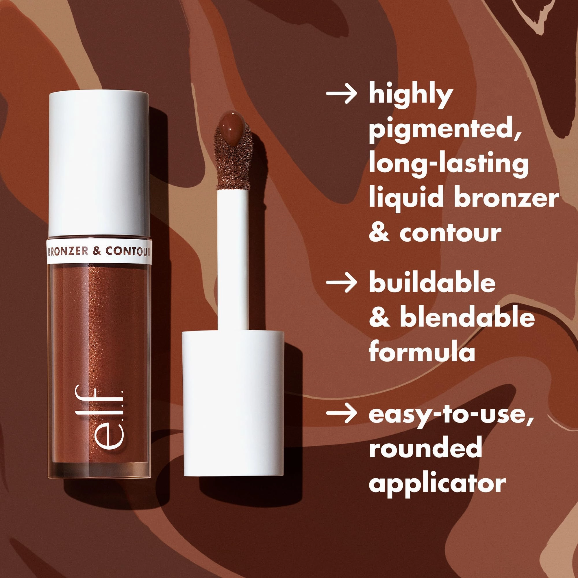 e.l.f. Camo Liquid Bronzer & Contour, Silky Highly Pigmented Formula, Creates a Long-Lasting Bronzed Glow & Natural Look, Vegan & Cruelty-Free, 8 Deep