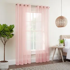 Eclipse Kiara Modern Sheer Voile Light Filtering Grommet Window Curtains for Bedroom (2 Panels), 54 in x 84 in, Blush Pink