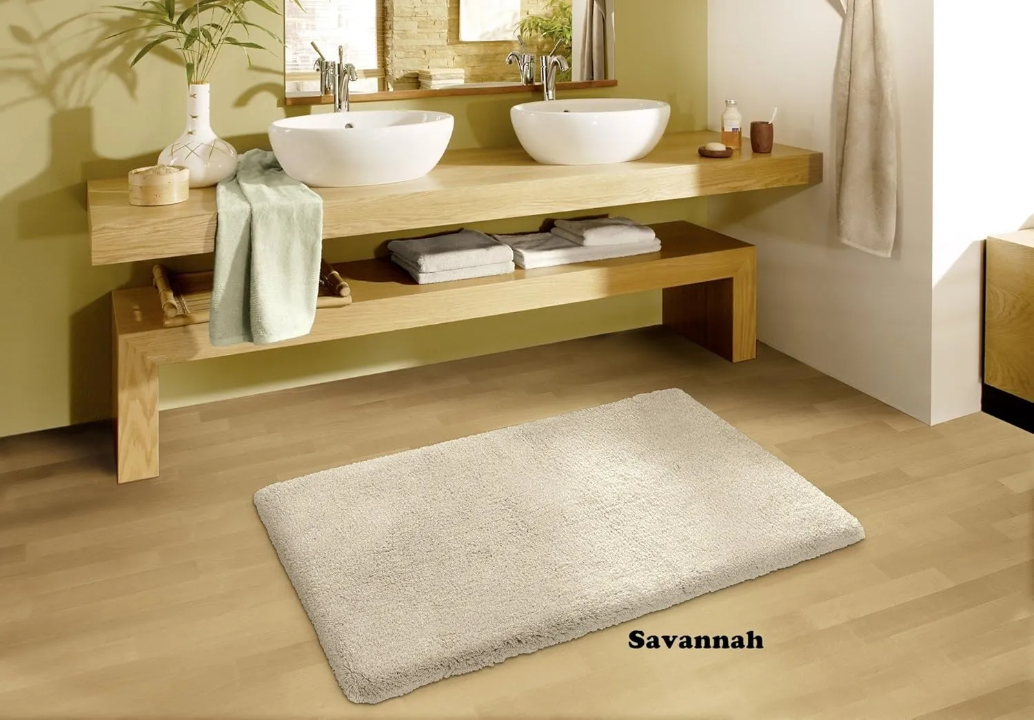 Eco Living Bamboo Cotton Contour/Pedestal Rug - Savannah Beige (27.6 X 47.2 in)
