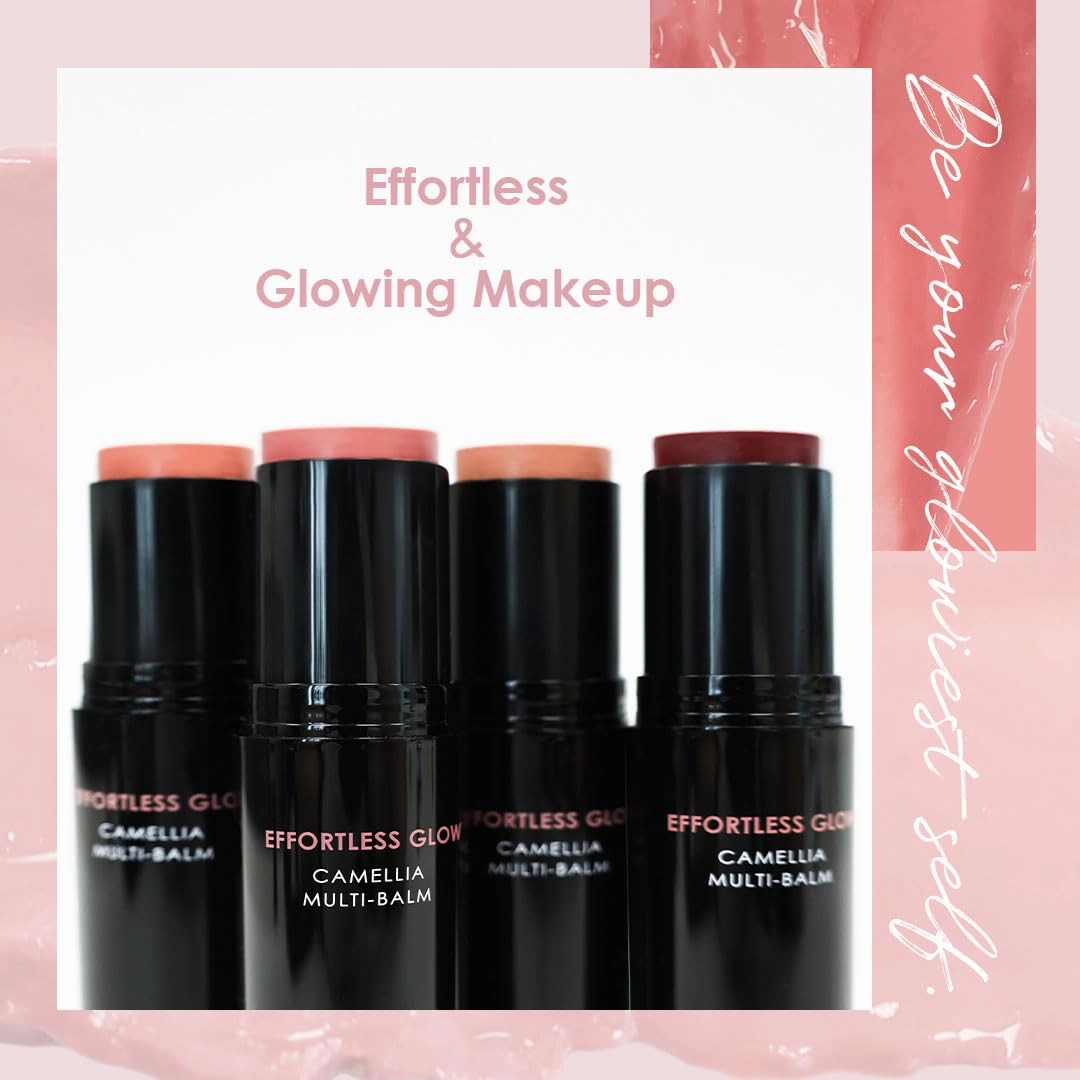 EFFORTLESS GLOW CAMELLIA MULTI-BALM - Dusty Rose I Effortless Makeup All-in-One Balm Stick for Face, Eyes and Lips, Daily Face Moisturizer Stick Multipurpose, Korean Skin Care